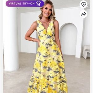 Elegant Yellow Floral Maxi Dress